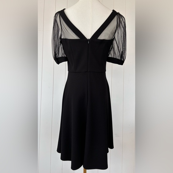 Maggy London Illusion Knee Length Sheath Dress Black‎ Size 6 - Picture 5 of 10